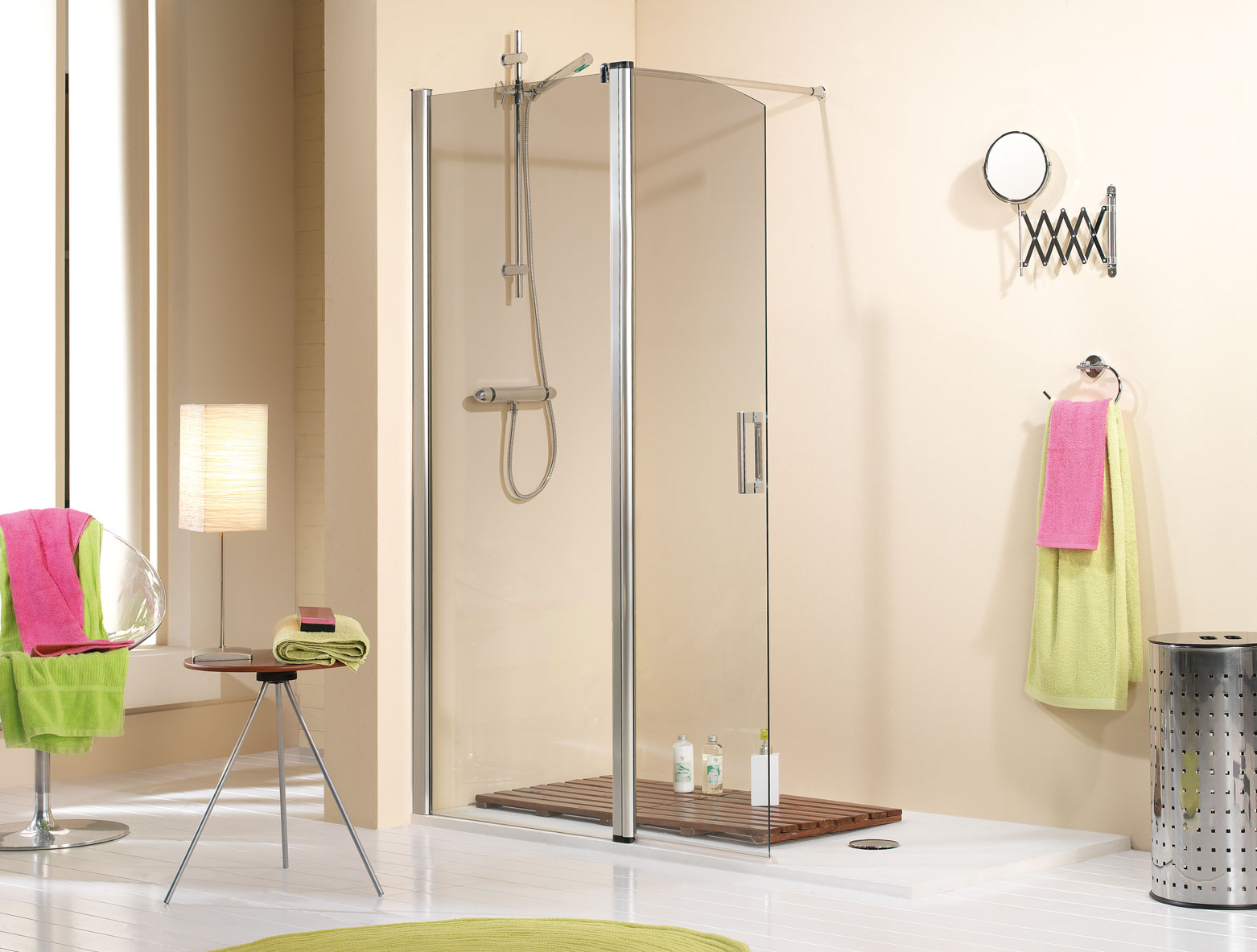 Modèle 3001: Frontal douche, fixe + porte pivotante de 65cm