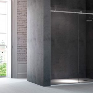Modèle 602 : Frontal douche deux portes, porte coulissante + fixe- Chromé